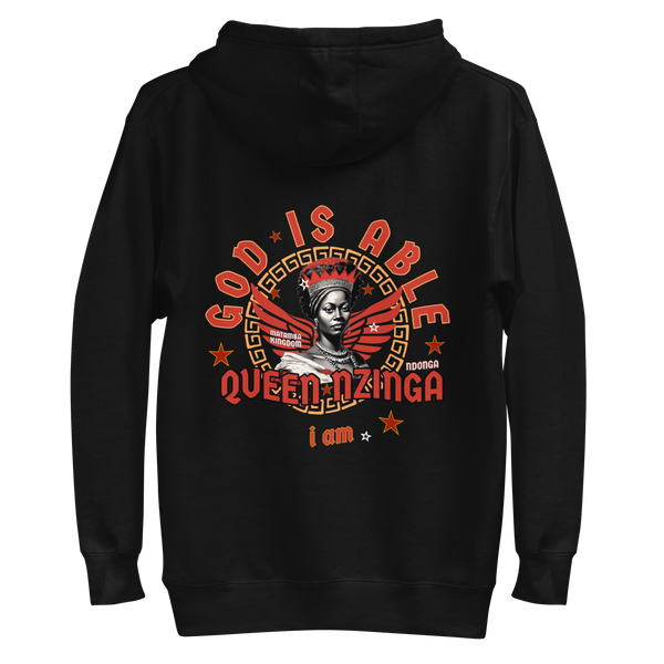 “I AM” Black History Queen Nzinga Hoodie (Embroidered front/ DTG back)