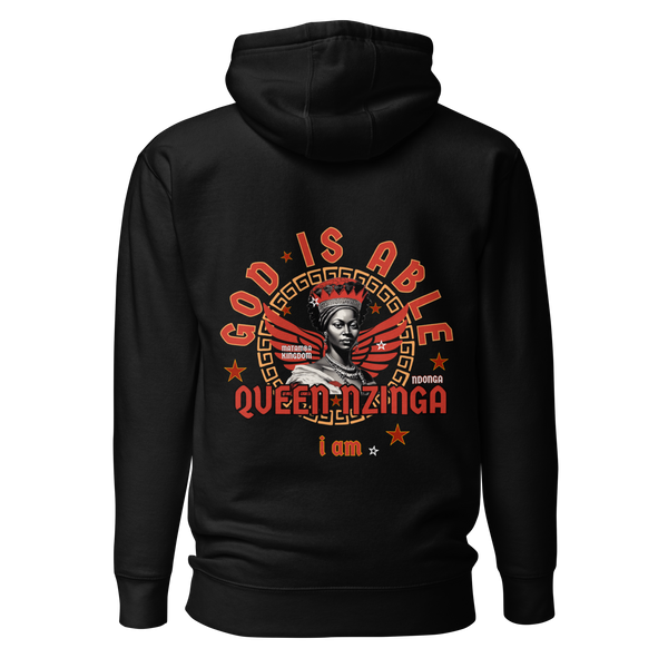 “I AM” Black History Queen Nzinga Hoodie (Embroidered front/ DTG back)